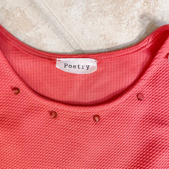 Poetry Orange Textured Knit Studded Crop Top, EUC, Size Small - Picture 4 of 6